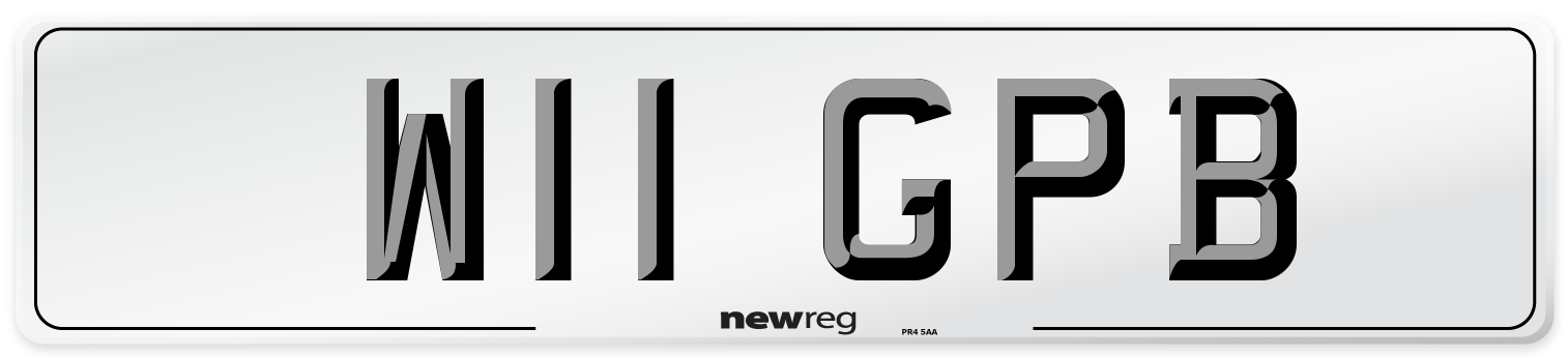 W11 GPB Number Plate from New Reg